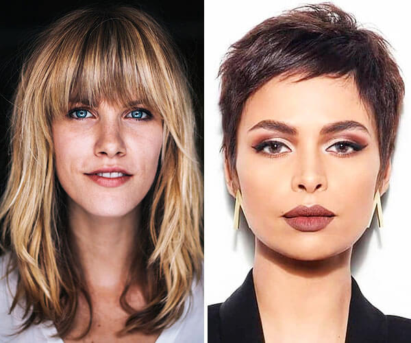 cortes de cabelo para rosto oval com testa grande