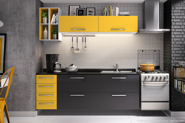 ideias de aplicacao de cozinha amarela