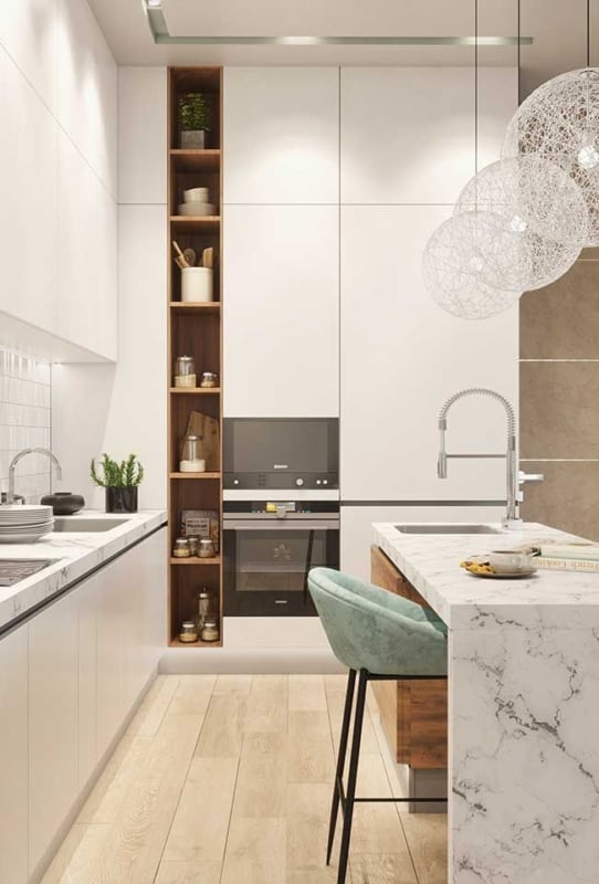 cores que combinam com cozinha americana branca