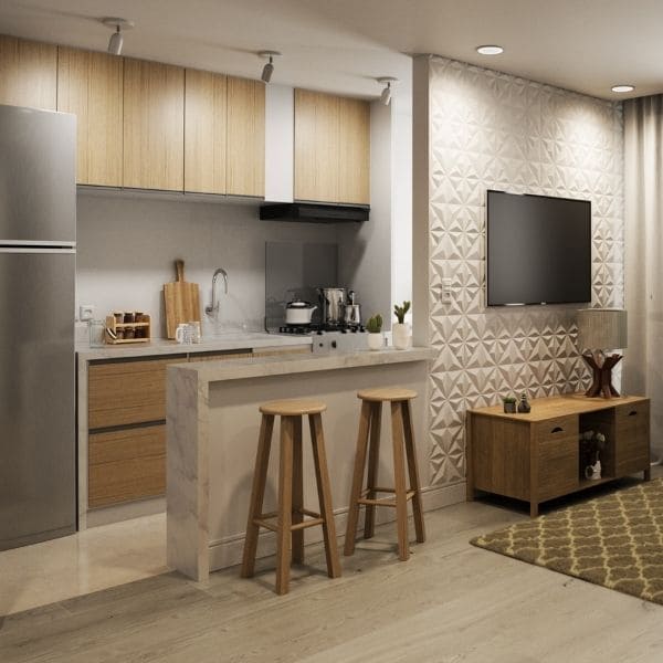 cozinha americana ou fechada para espacos pequenos