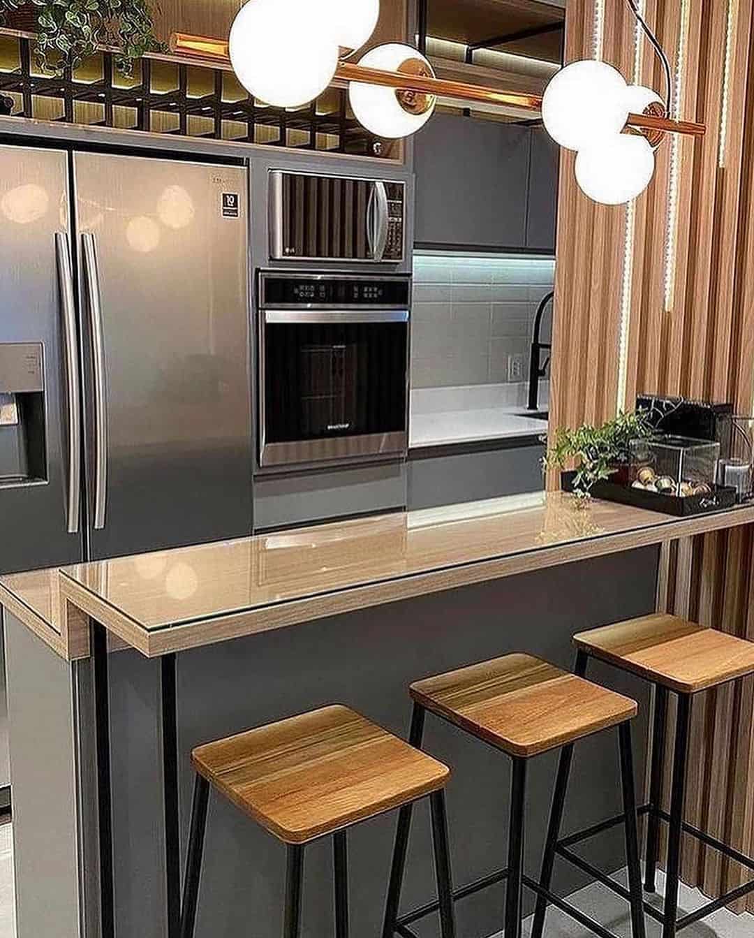 cozinha americana com balcão para apartamento pequeno