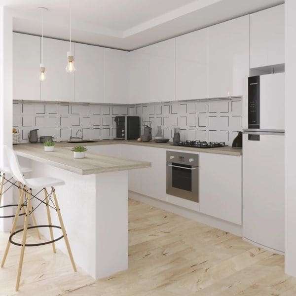 cozinha americana com balcão para apartamento pequeno