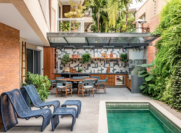 cozinha com área gourmet integrada