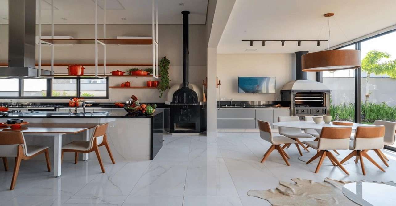cozinha com area de lazer
