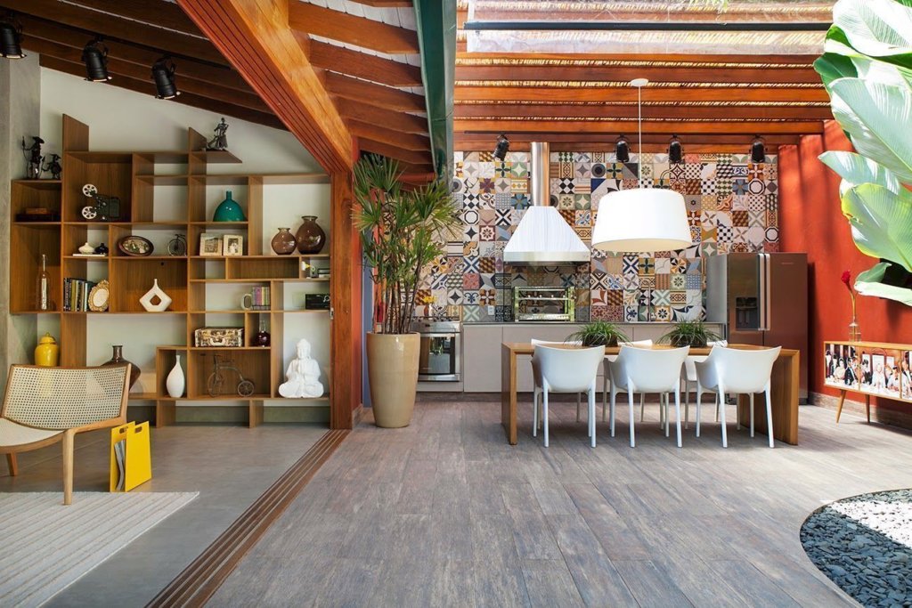 cozinha com área gourmet integrada