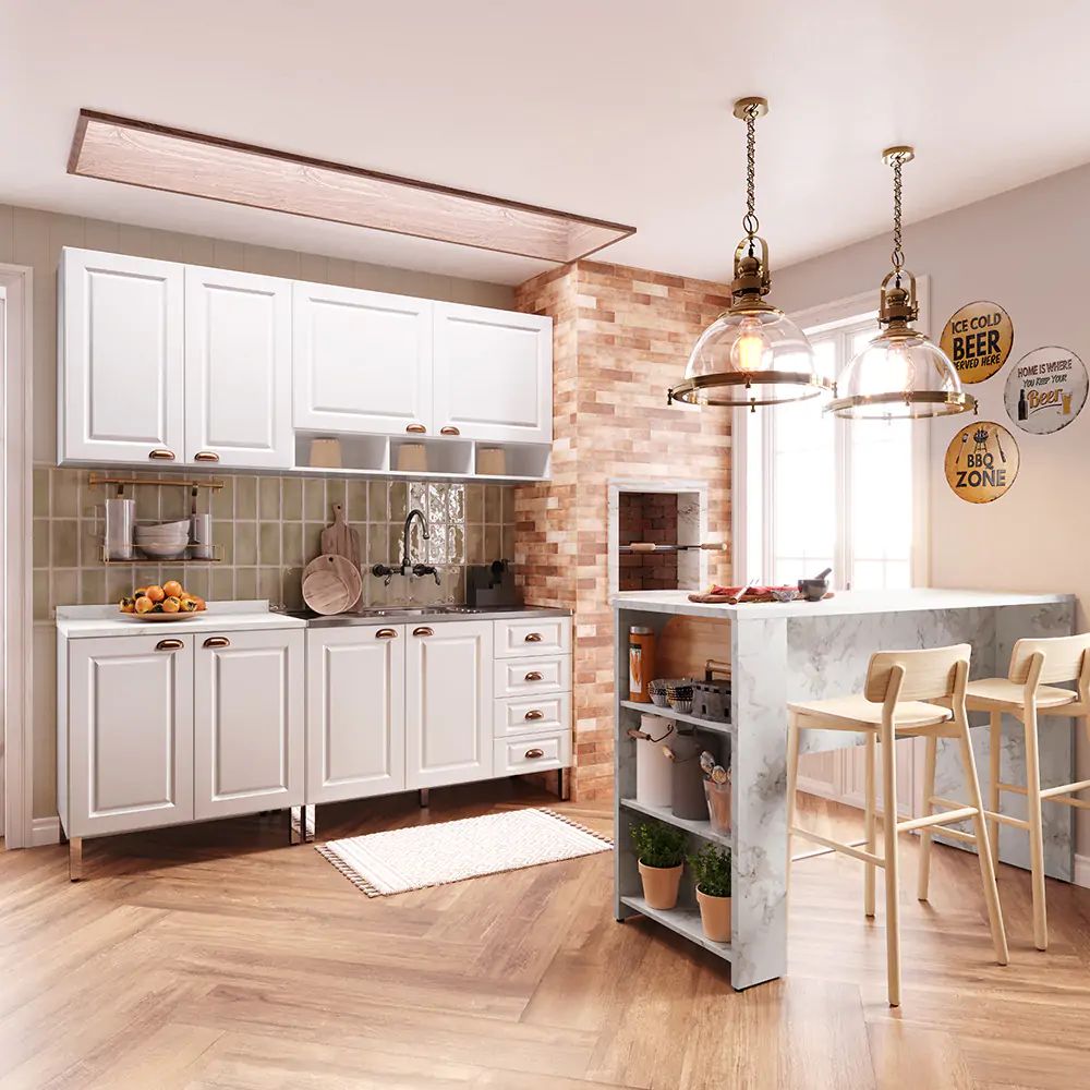 ideias de layout de cozinha com península