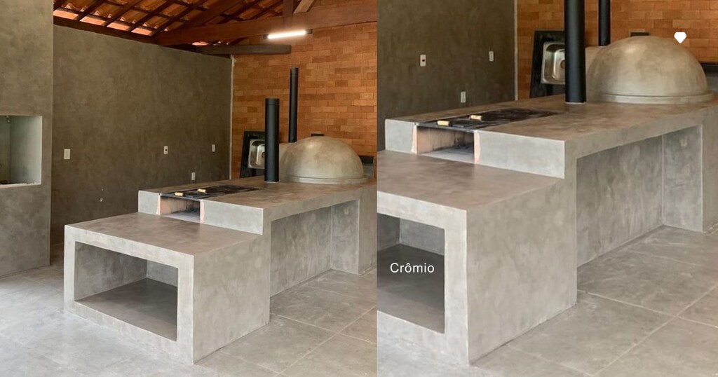 cozinha com bancada de cimento queimado