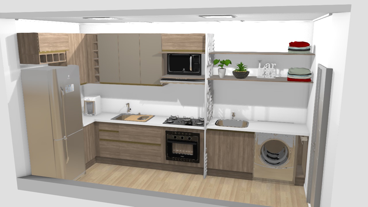 como integrar lavanderia na cozinha