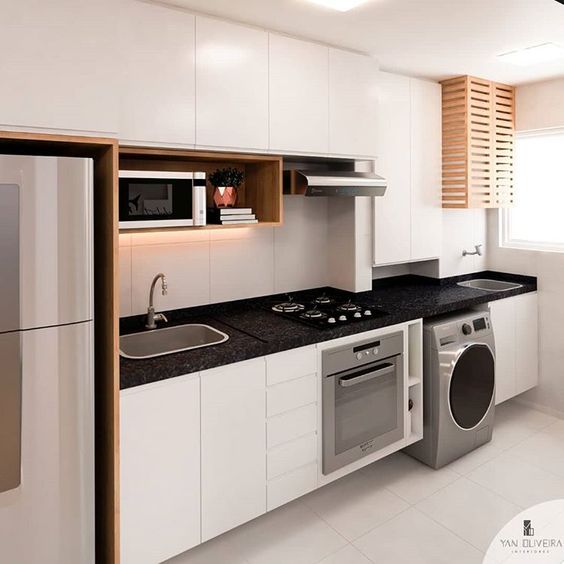 cozinha integrada com lavanderia