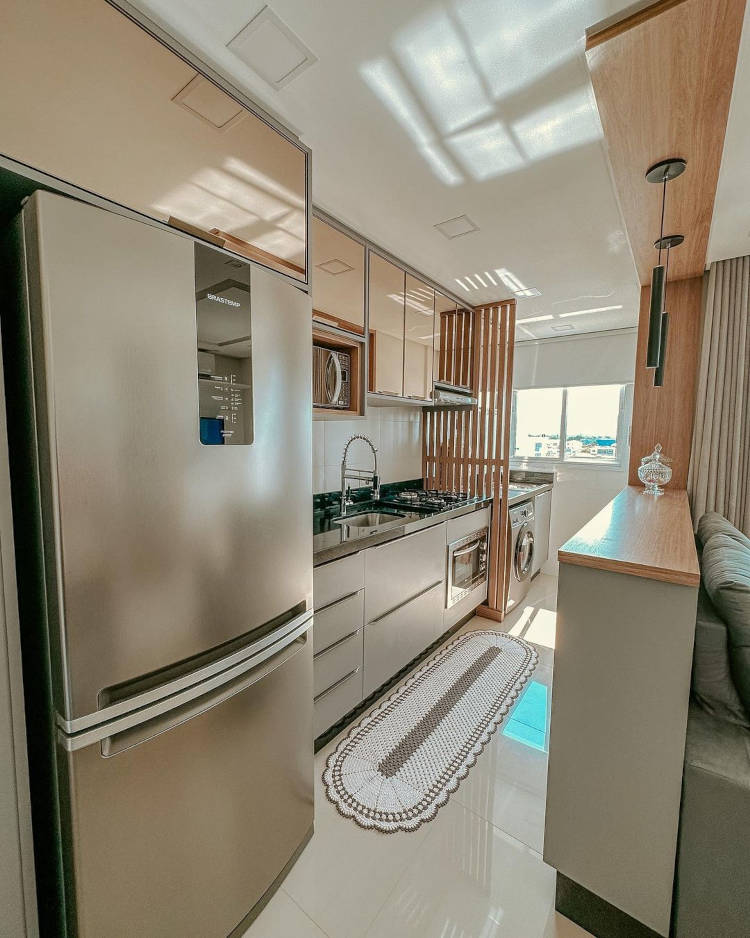 cozinha planejada apartamento 40m2 conceito aberto