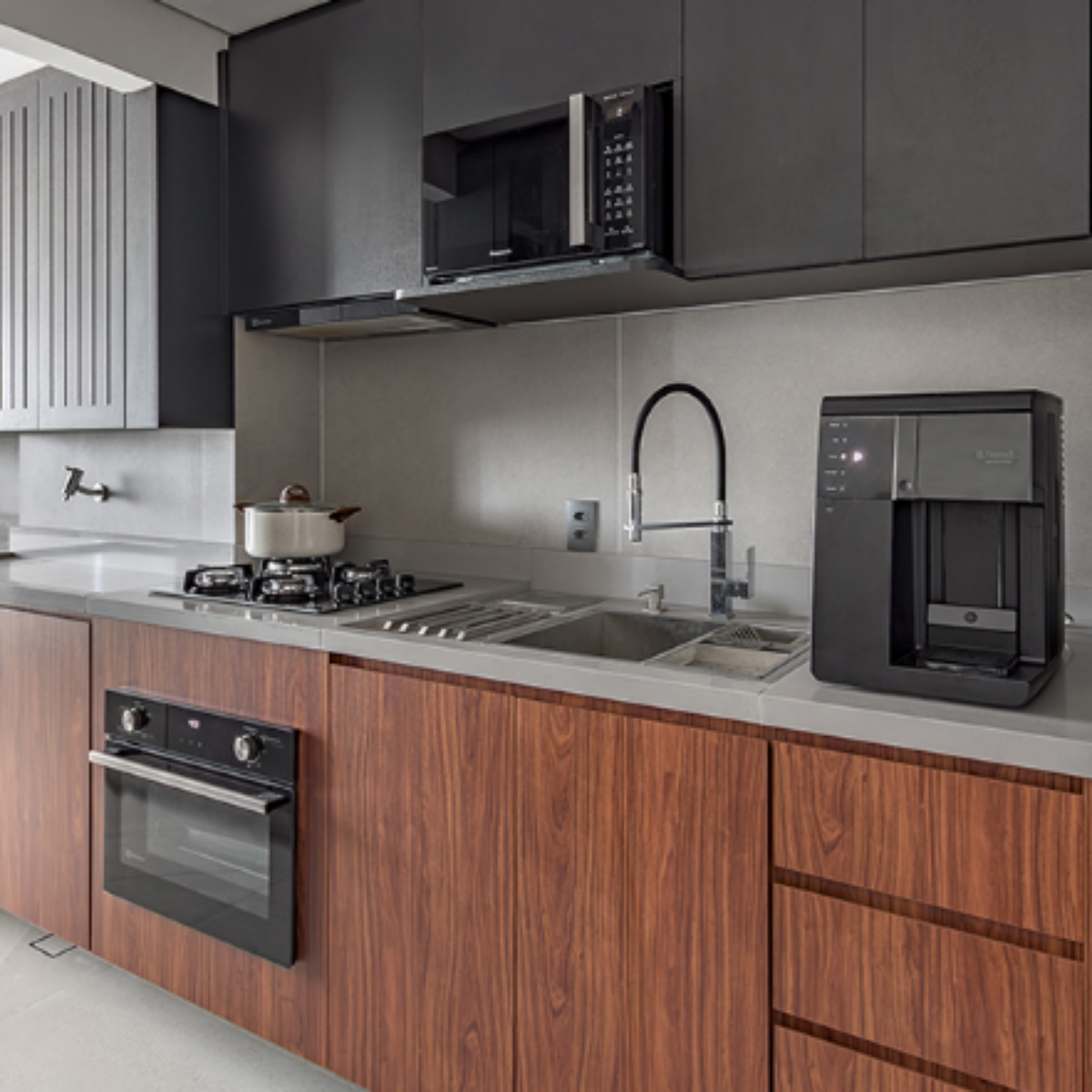 cozinha planejada apartamento 40m2 conceito aberto