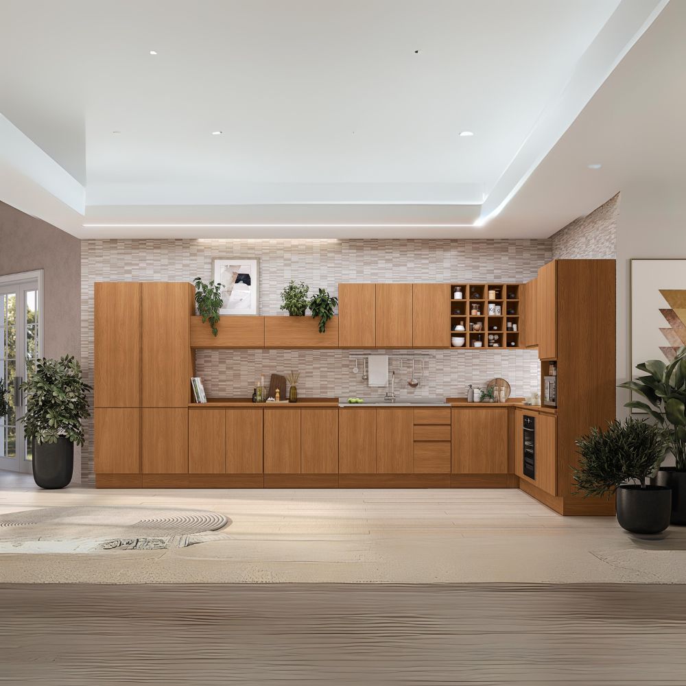 cozinha planejada com acabamento azul moderno