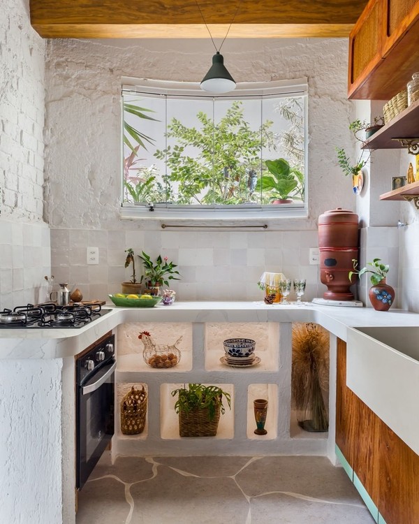 decoração cozinha rústica moderna com eletrodomésticos