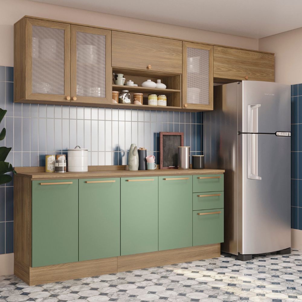 cozinha decorada com verde