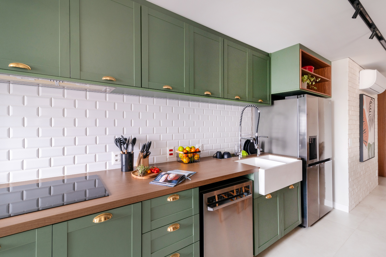 tendências de cores para cozinha 2025