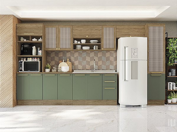 tons de verde para armários de cozinha