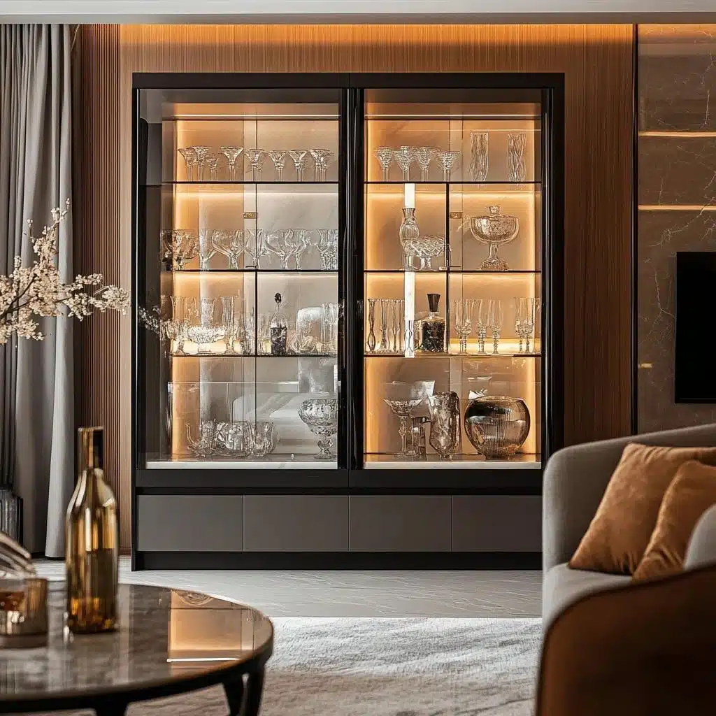 móvel de vidro para sala de jantar