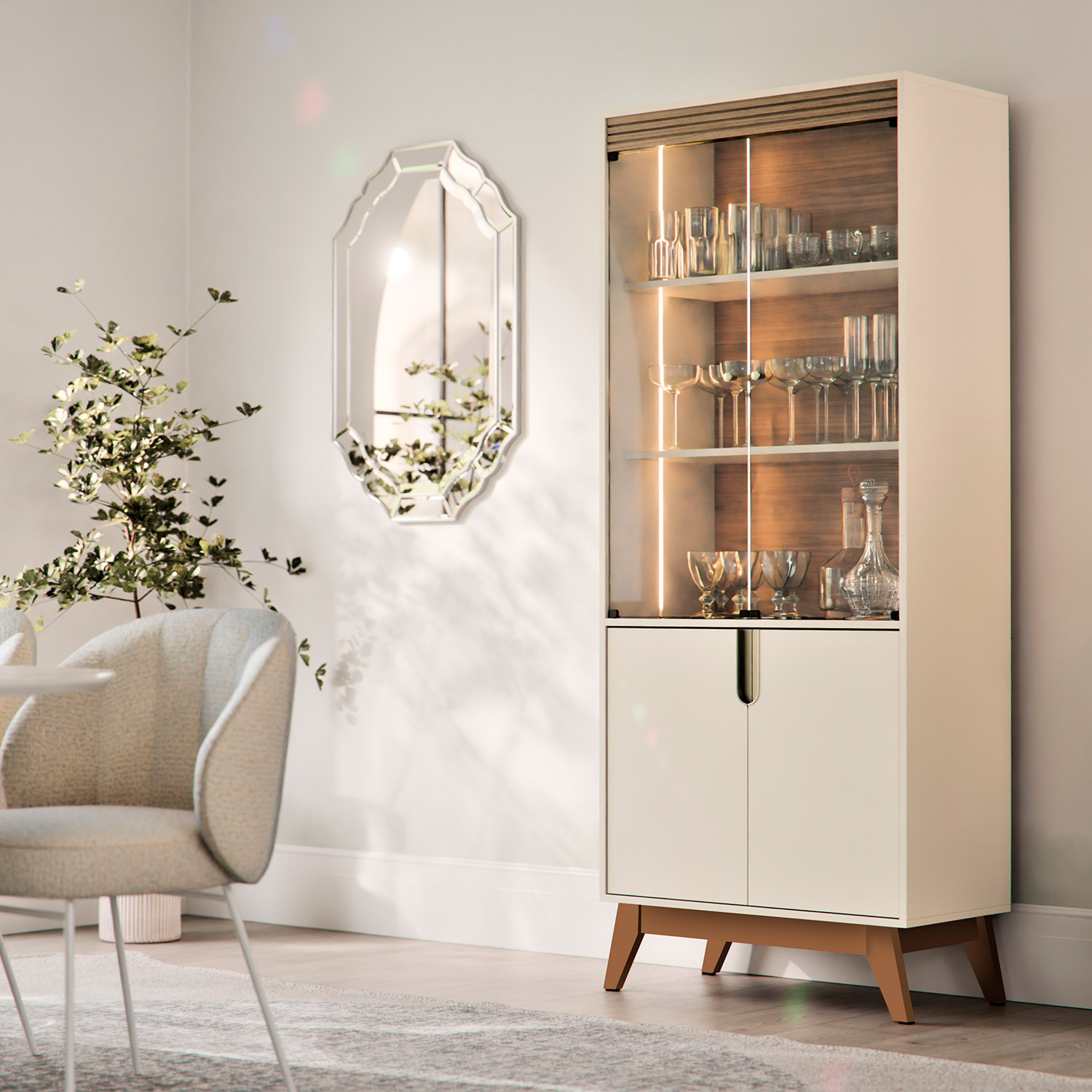 cristaleira minimalista off white