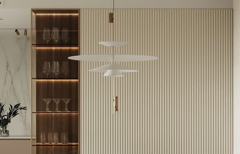 decoração de sala com cristaleira moderna