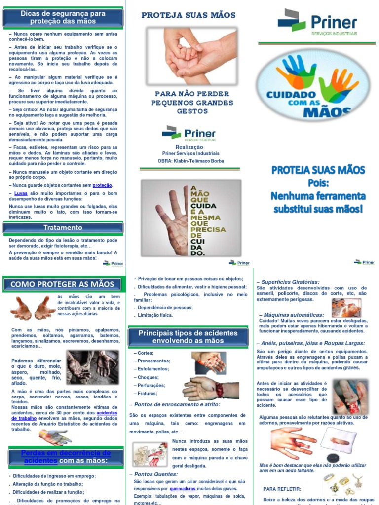 segurança no trabalho mãos e dedos