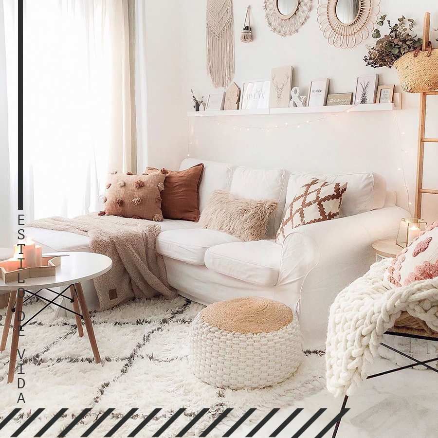 decoração boho sala de estar 2026