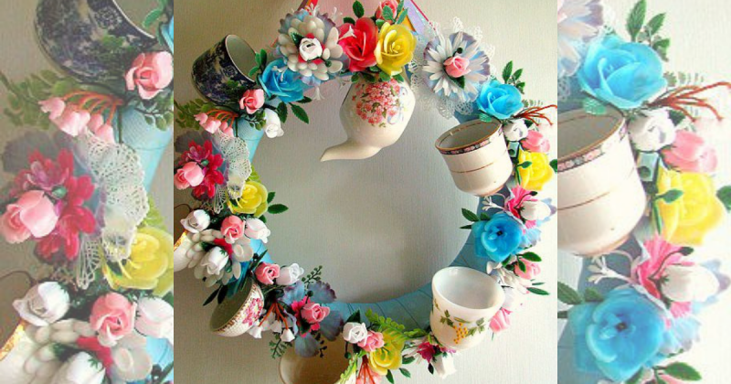 custo benefício decoração jardim com xícaras usadas