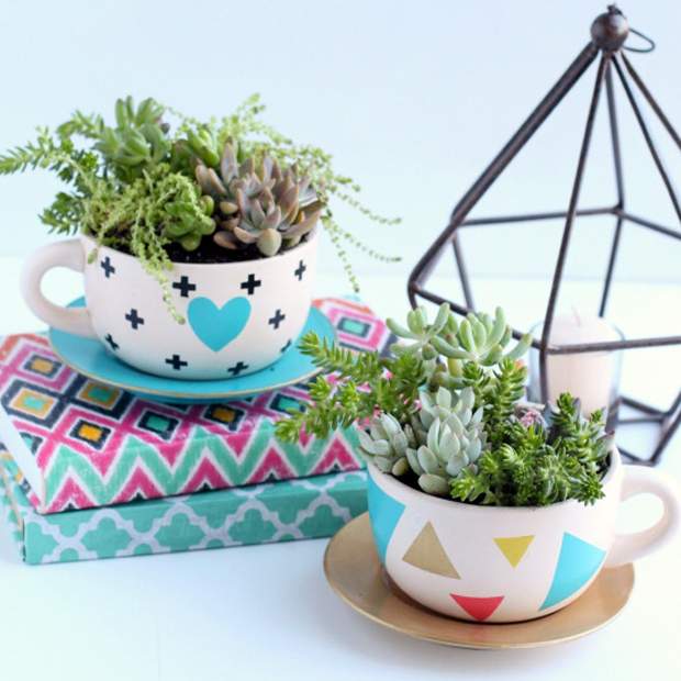 xícaras de cerâmica versus porcelana para jardim