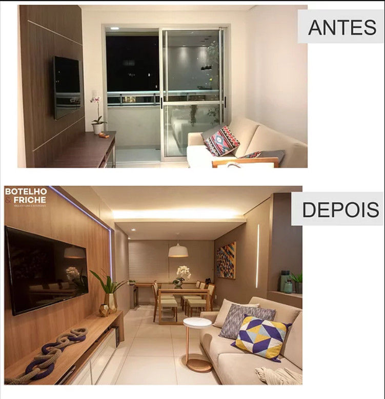 decoracao de apartamento pequeno antes e depois