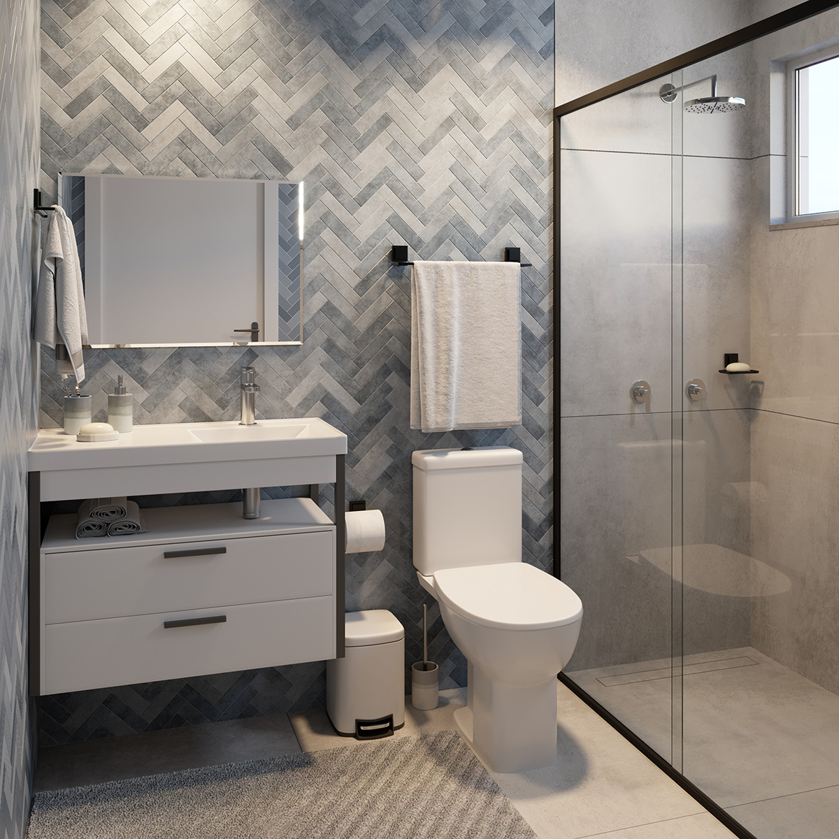 ideias decoração banheiro cinza