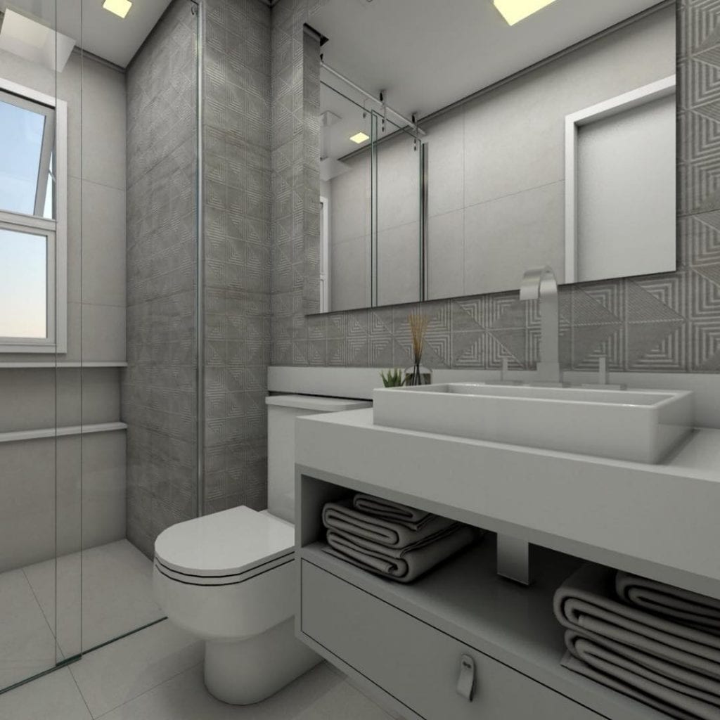 como combinar cores banheiro cinza