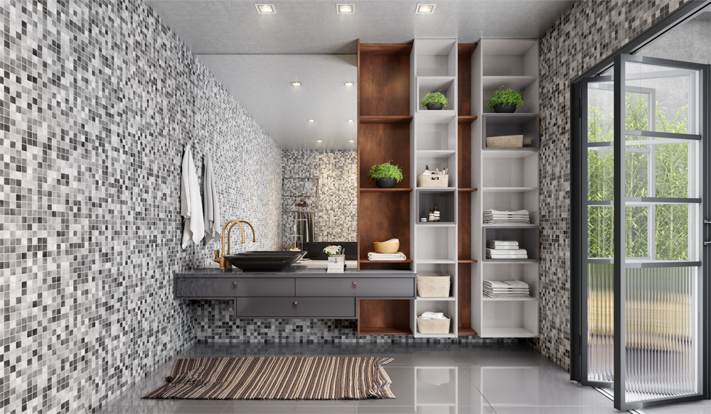 tendências banheiro cinza moderno