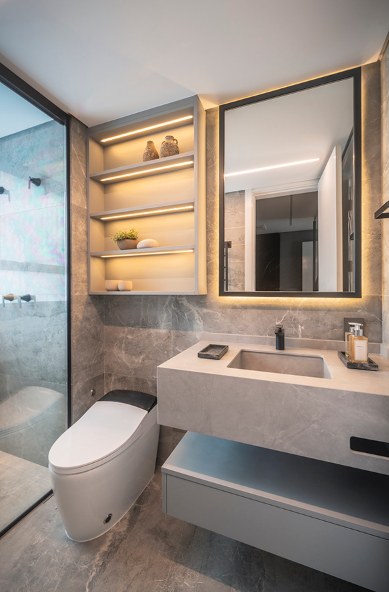 ideias decoração banheiro cinza