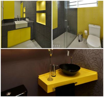 revestimento amarelo banheiro