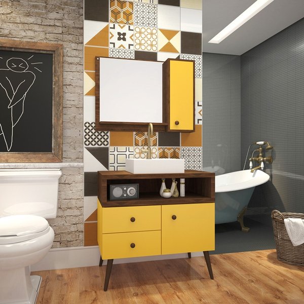 decorar banheiro com amarelo