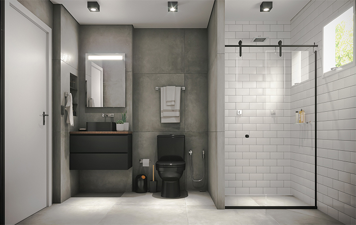 cimento queimado banheiro pequeno