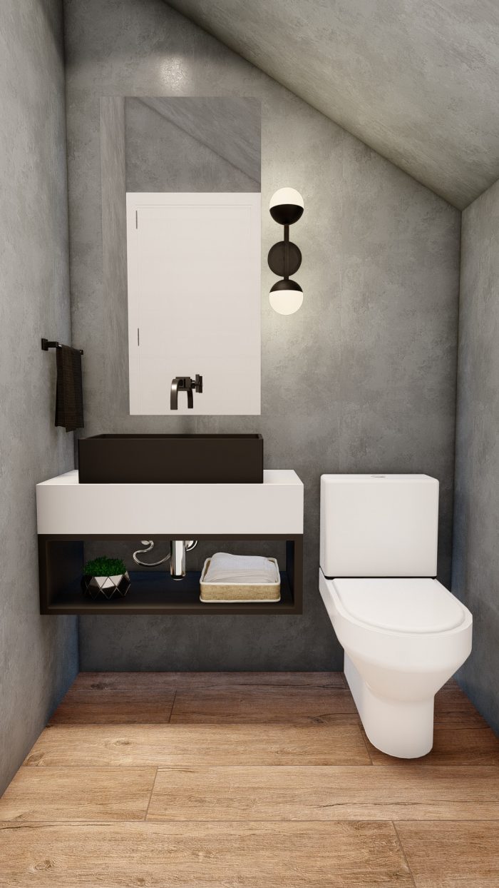 cimento queimado banheiro pequeno