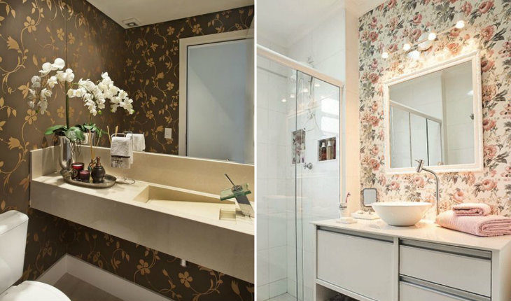 decoracao de banheiro com papel de parede