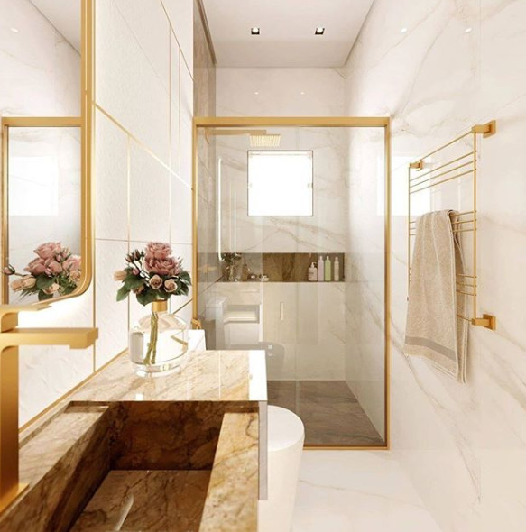 tendências de porcelanato para banheiro 2025