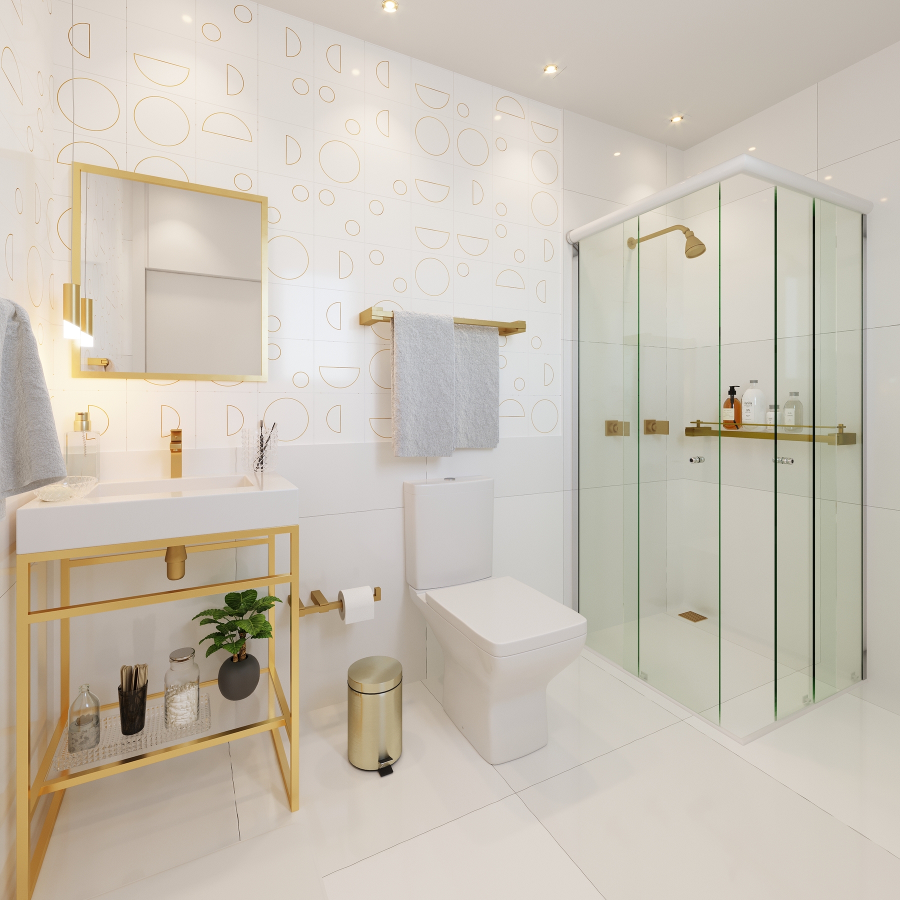 decoracao de banheiro dourado