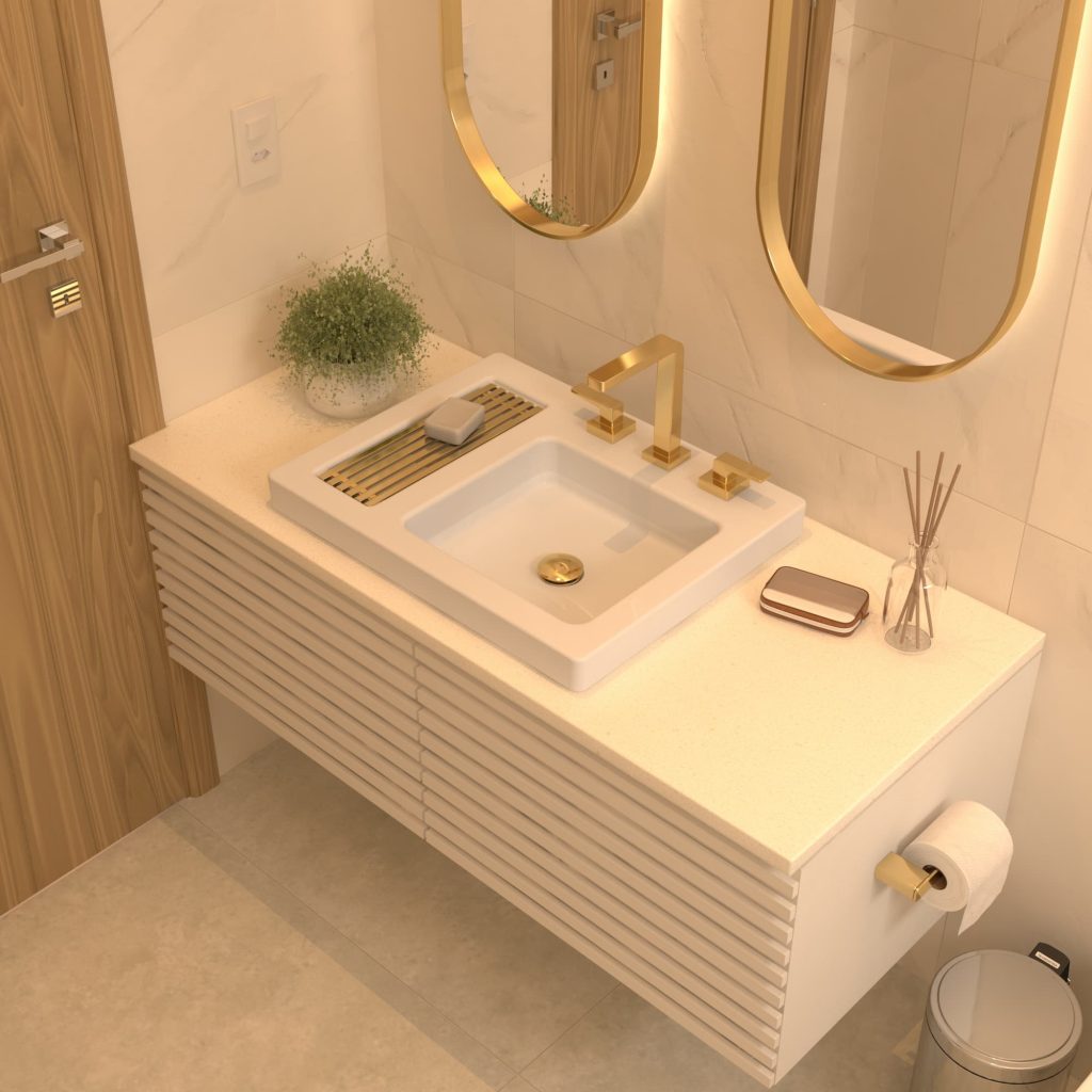 decoracao de banheiro dourado