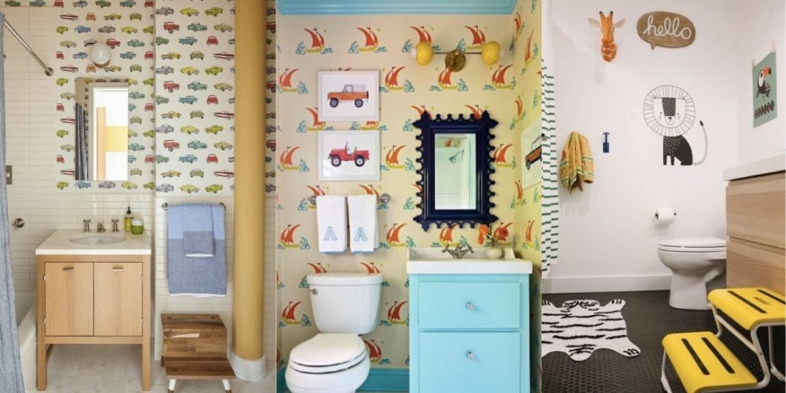 cores vibrantes banheiro criança