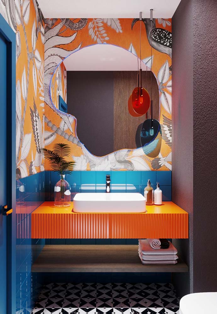 10 ideias criativas para banheiro laranja pequeno