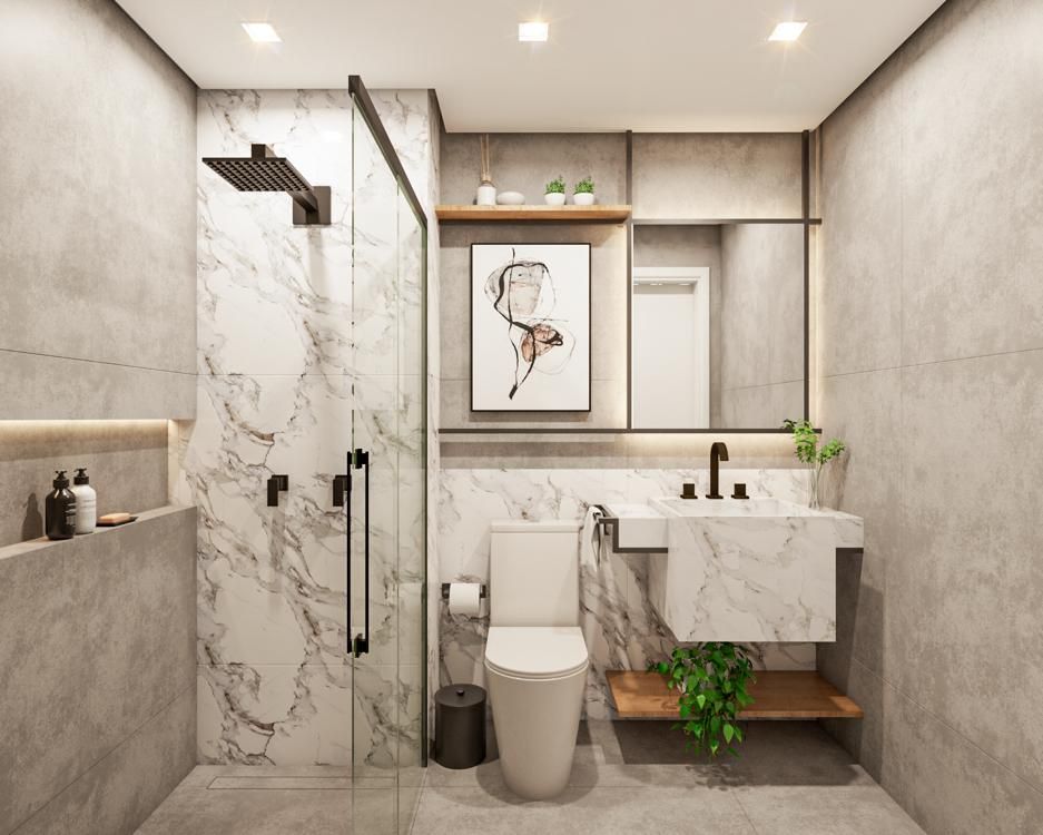 decoracao de banheiro preto