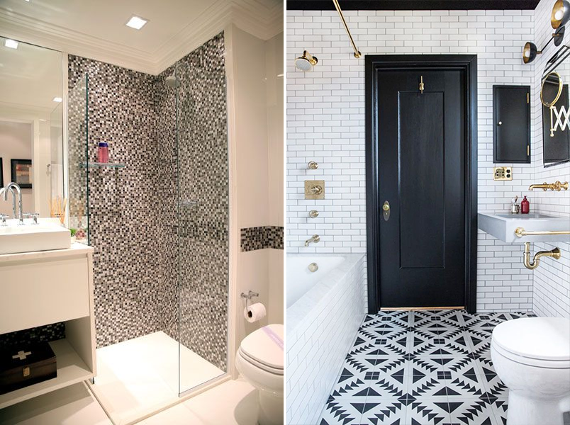 como usar preto em banheiros pequenos