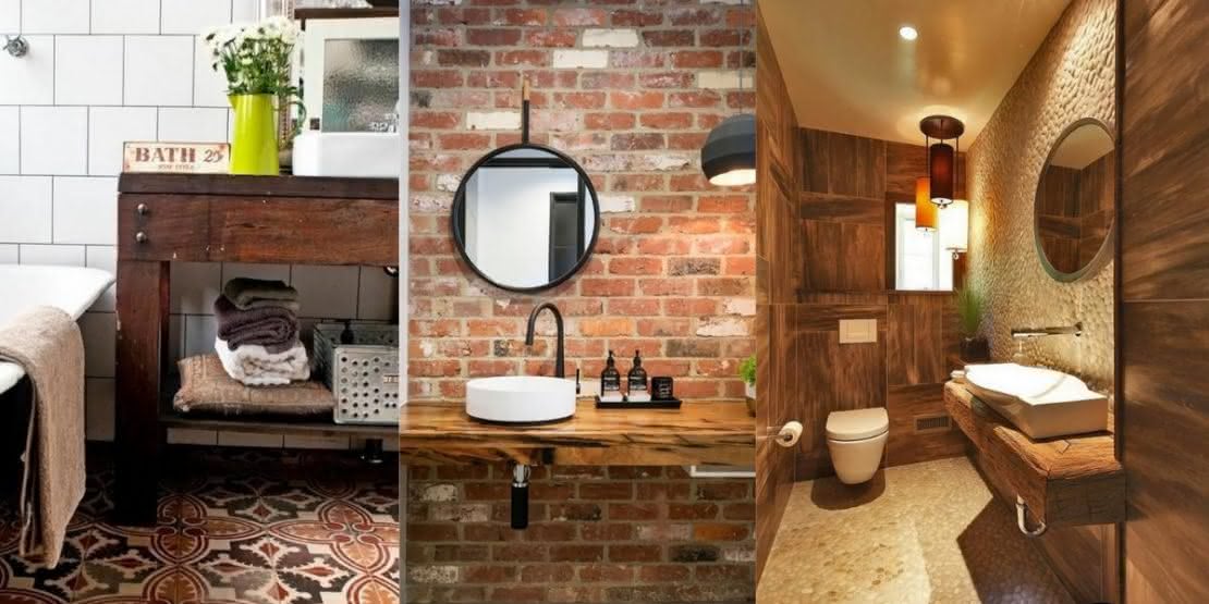 estilo rústico em banheiros pequenos