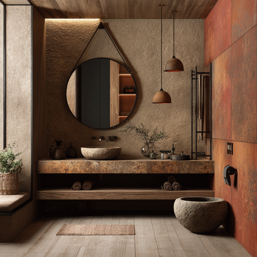 banheiro com toque campestre e aconchegante