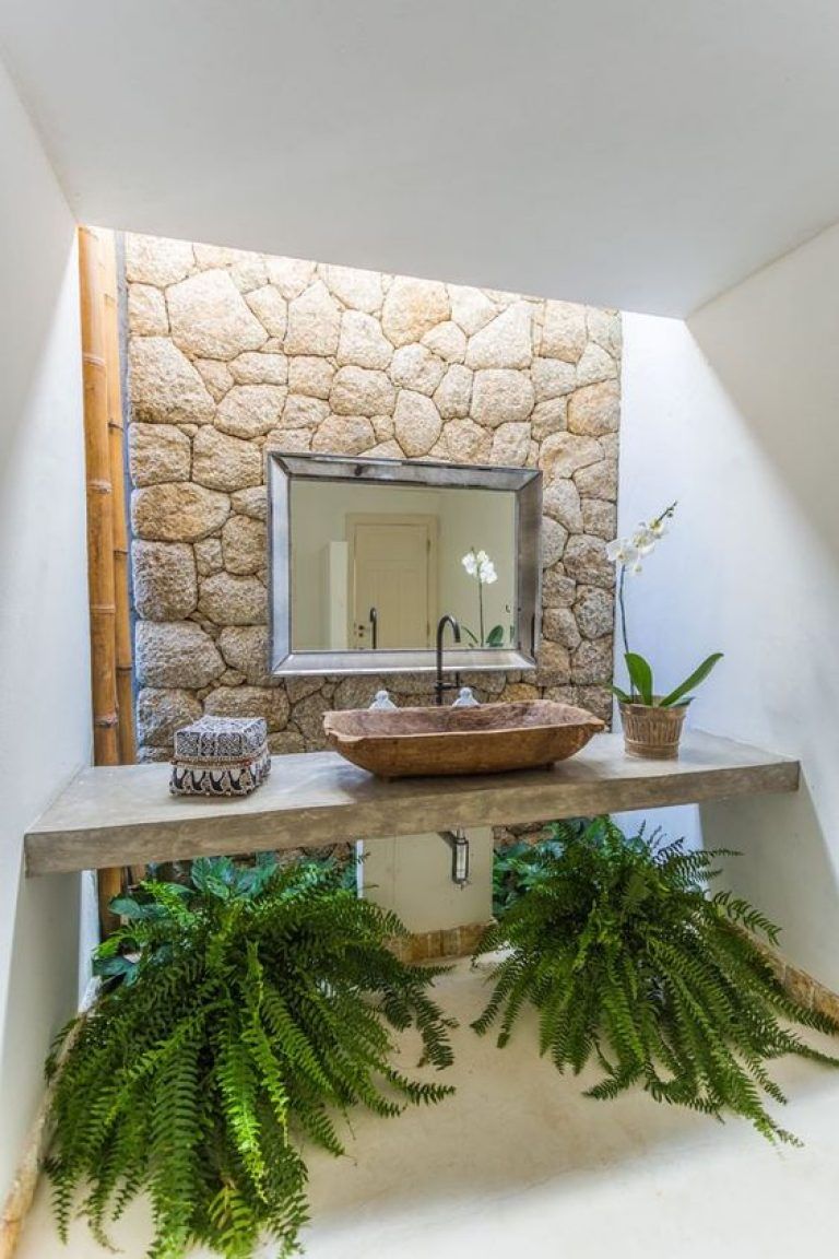 estilo rústico em banheiros pequenos