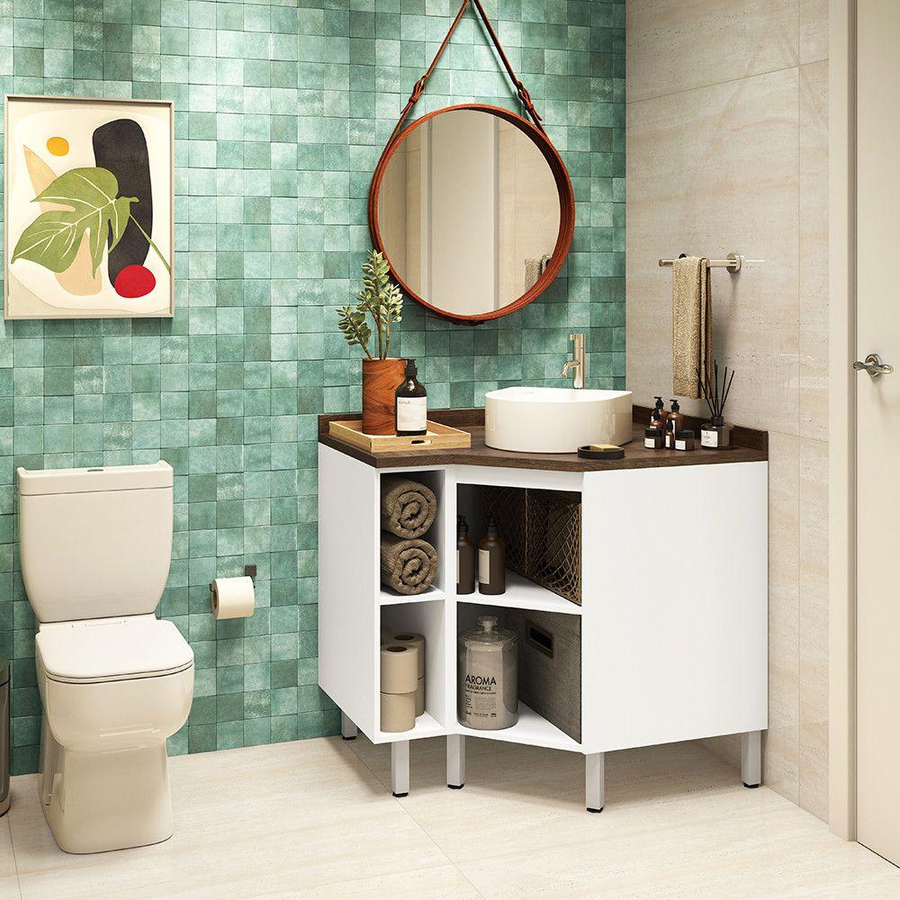 ideias decoração banheiro pequeno sem gabinete