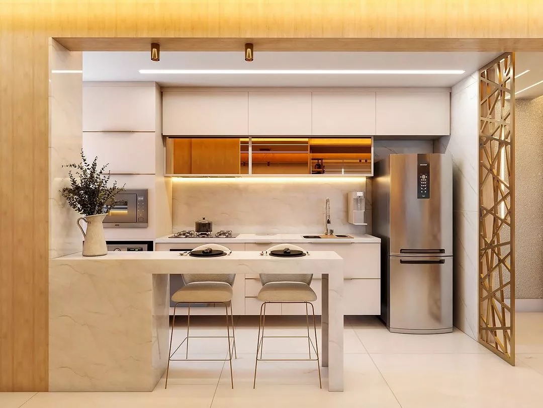 decoracao de cozinha americana pequena integracao e praticidade