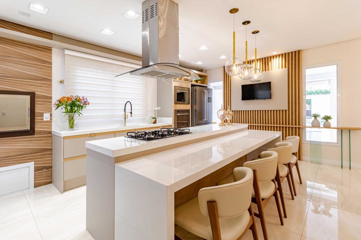 funcionalidade e estilo em ilha de cozinha